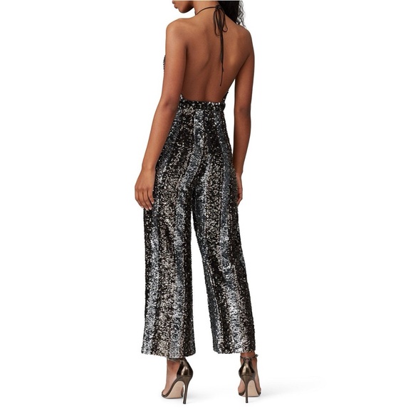 NWT Bardot Disco Barbie Silver, Champagne Gold, & Midnight Black Sequin Jumpsuit - Picture 16 of 16